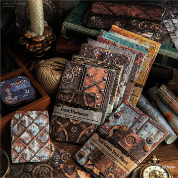Embossed Textured Rusted Metal Motif Vintage Scrapbooking Paper Pack | KS-CK-1259