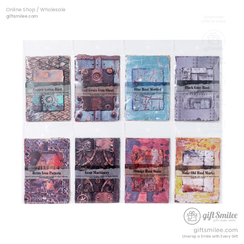 Embossed Textured Rusted Metal Motif Vintage Scrapbooking Paper Pack | KS-CK-1259