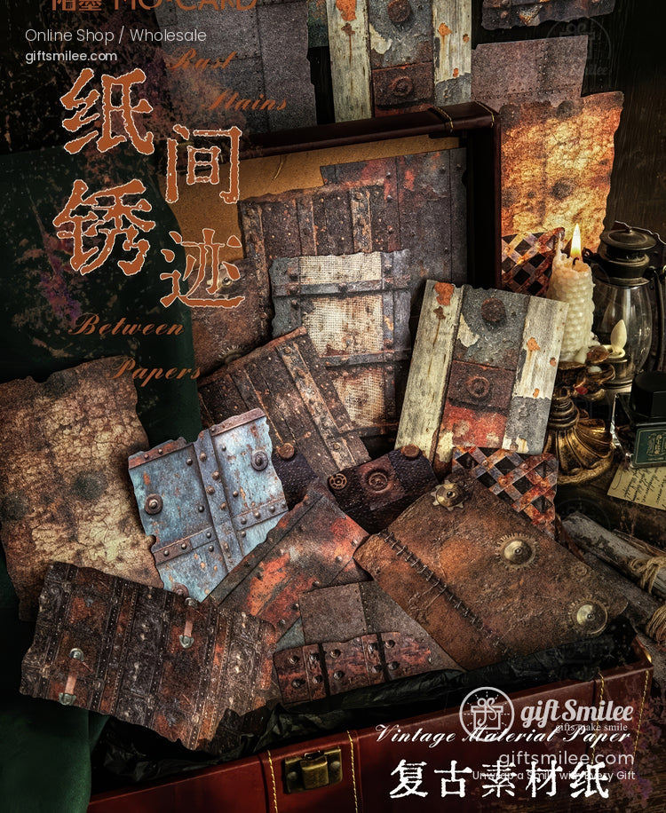 Embossed Textured Rusted Metal Motif Vintage Scrapbooking Paper Pack | KS-CK-1259