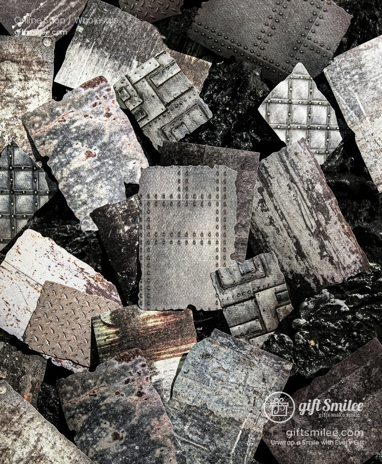 Embossed Textured Rusted Metal Motif Vintage Scrapbooking Paper Pack | KS-CK-1259