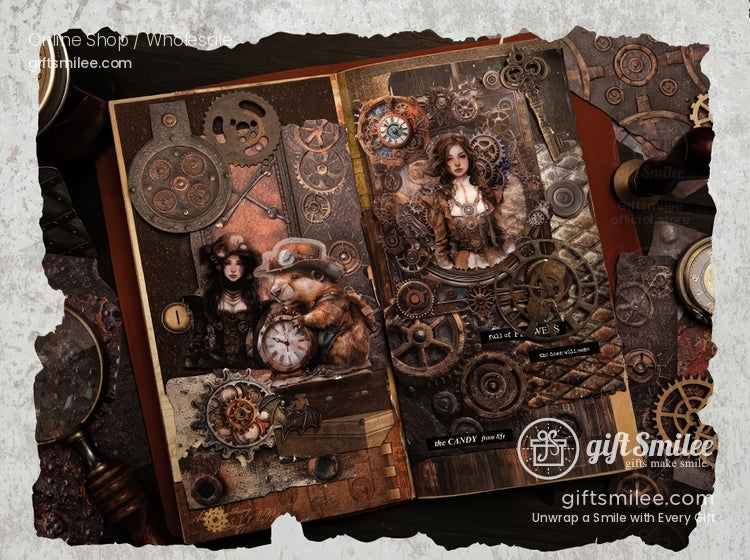 Embossed Textured Rusted Metal Motif Vintage Scrapbooking Paper Pack | KS-CK-1259