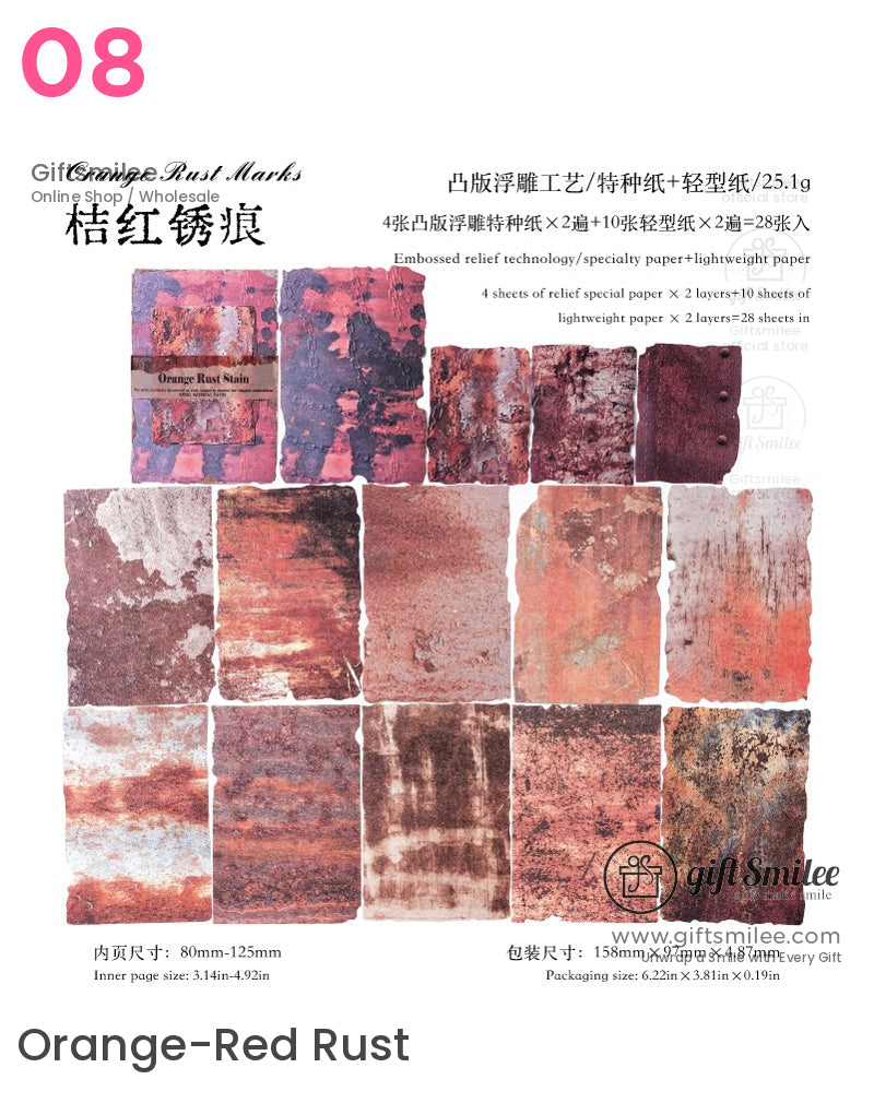 Embossed Textured Rusted Metal Motif Vintage Scrapbooking Paper Pack | KS-CK-1259