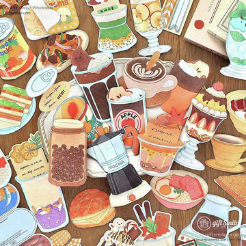 Matte Paper Die-Cut Food Illustrations 20Pcs Decorative Sticker Pack | KS-CK-1260