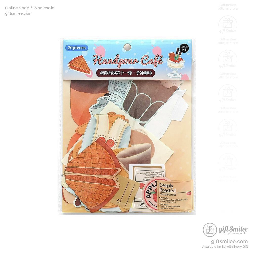 Matte Paper Die-Cut Food Illustrations 20Pcs Decorative Sticker Pack | KS-CK-1260