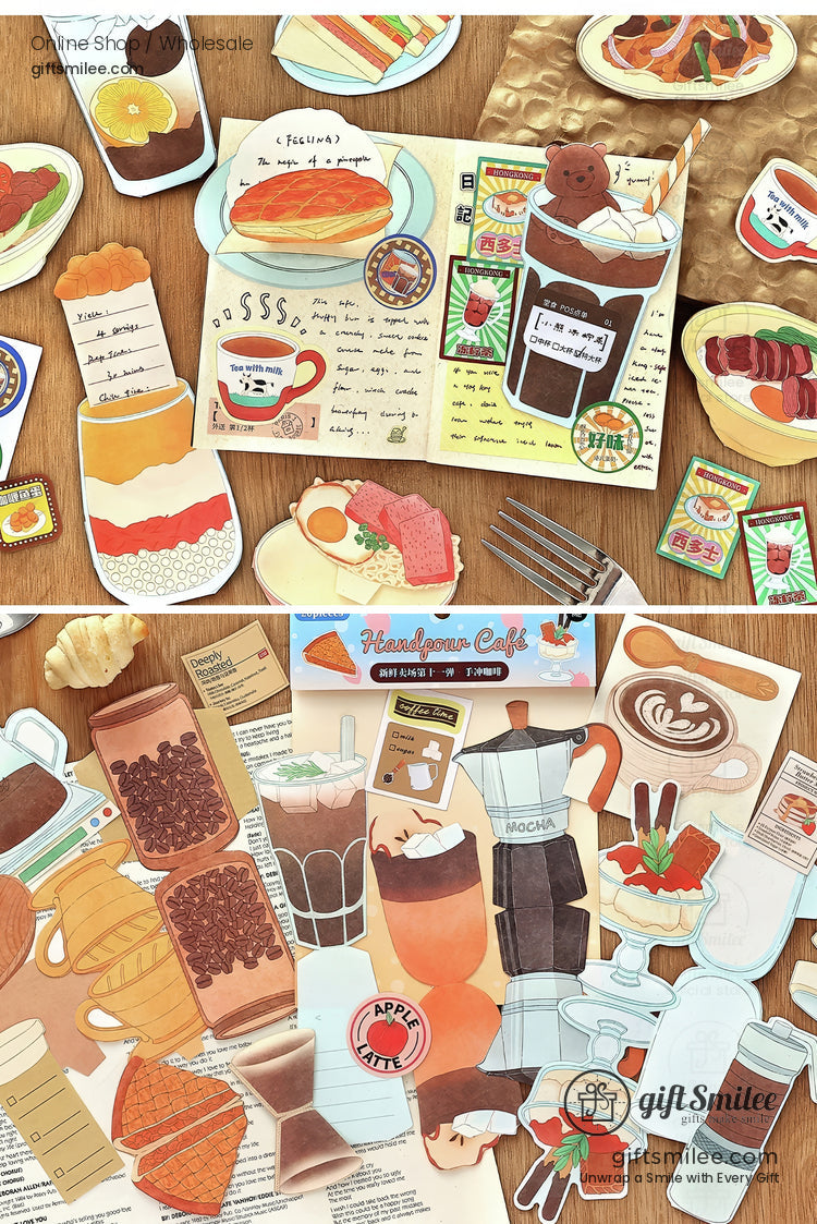 Matte Paper Die-Cut Food Illustrations 20Pcs Decorative Sticker Pack | KS-CK-1260