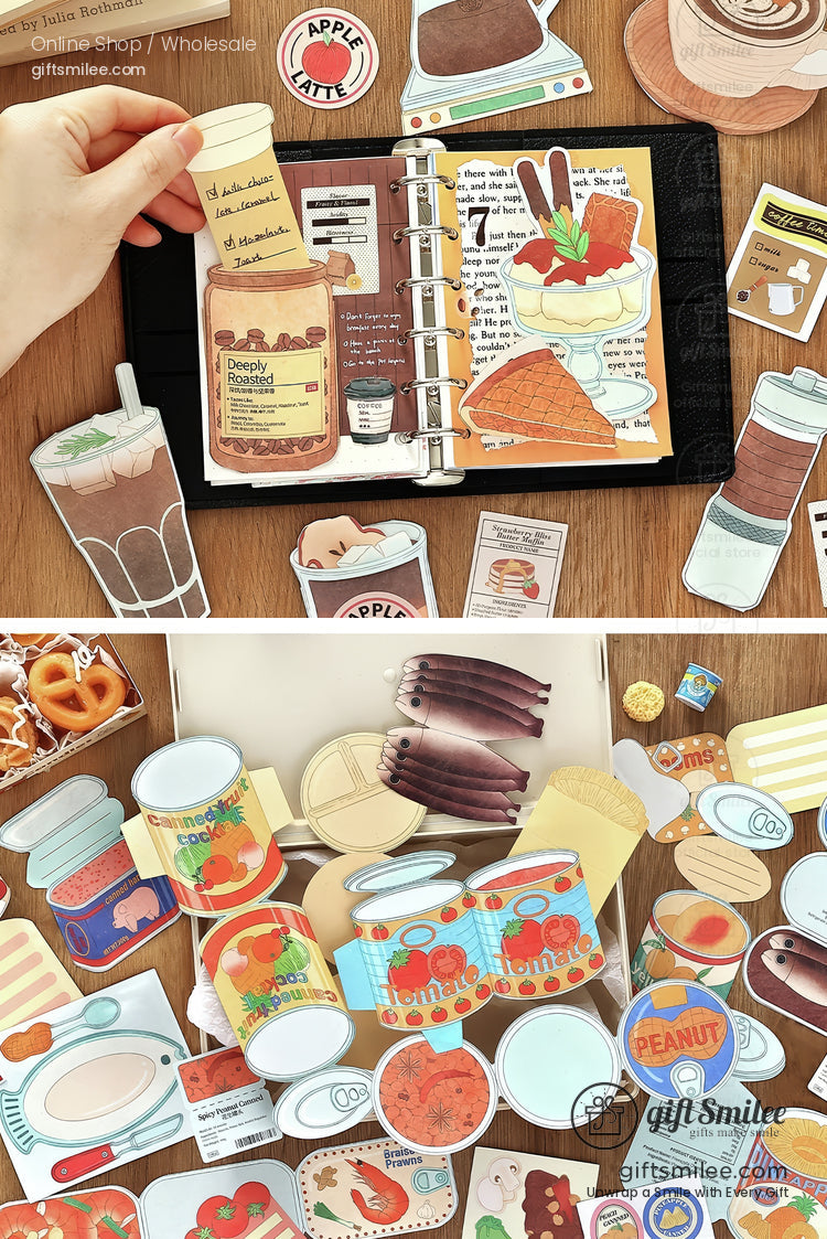 Matte Paper Die-Cut Food Illustrations 20Pcs Decorative Sticker Pack | KS-CK-1260