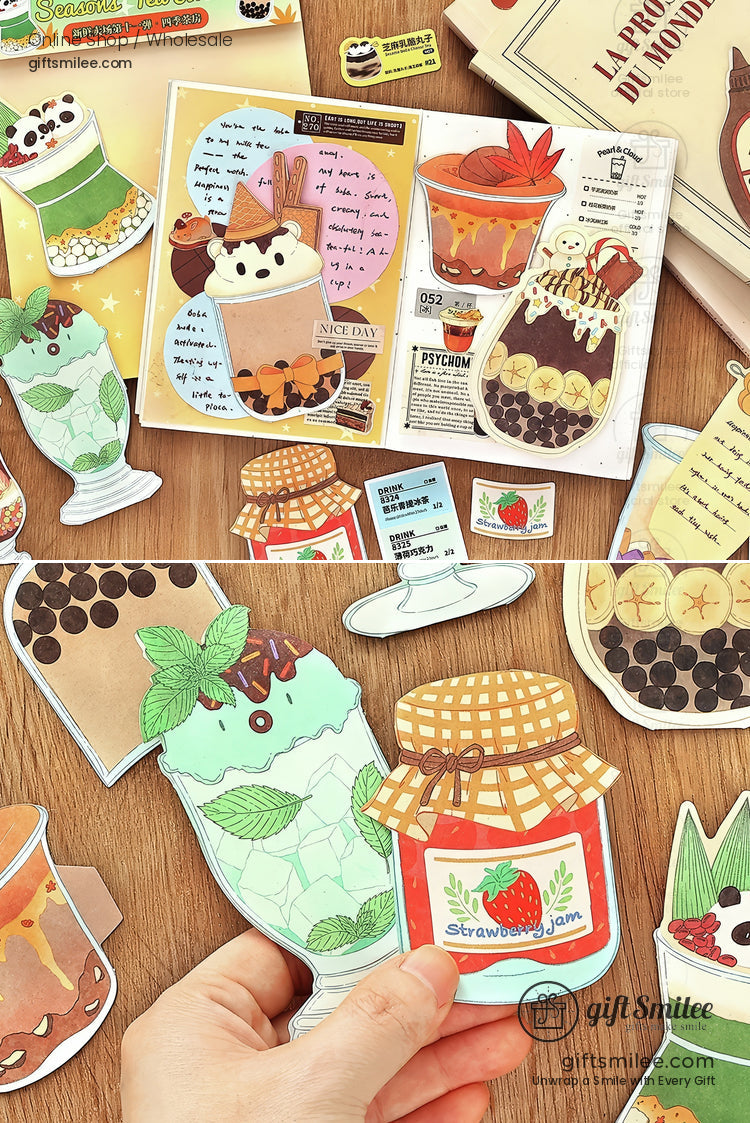 Matte Paper Die-Cut Food Illustrations 20Pcs Decorative Sticker Pack | KS-CK-1260
