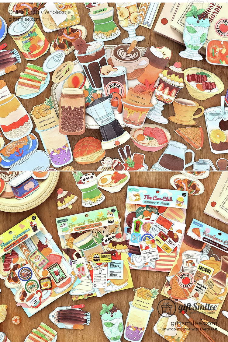 Matte Paper Die-Cut Food Illustrations 20Pcs Decorative Sticker Pack | KS-CK-1260