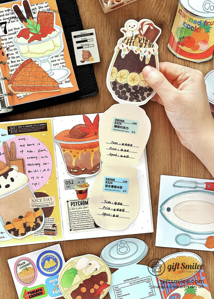 Matte Paper Die-Cut Food Illustrations 20Pcs Decorative Sticker Pack | KS-CK-1260