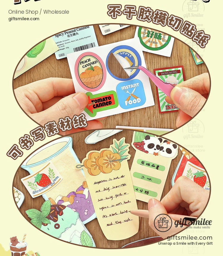 Matte Paper Die-Cut Food Illustrations 20Pcs Decorative Sticker Pack | KS-CK-1260