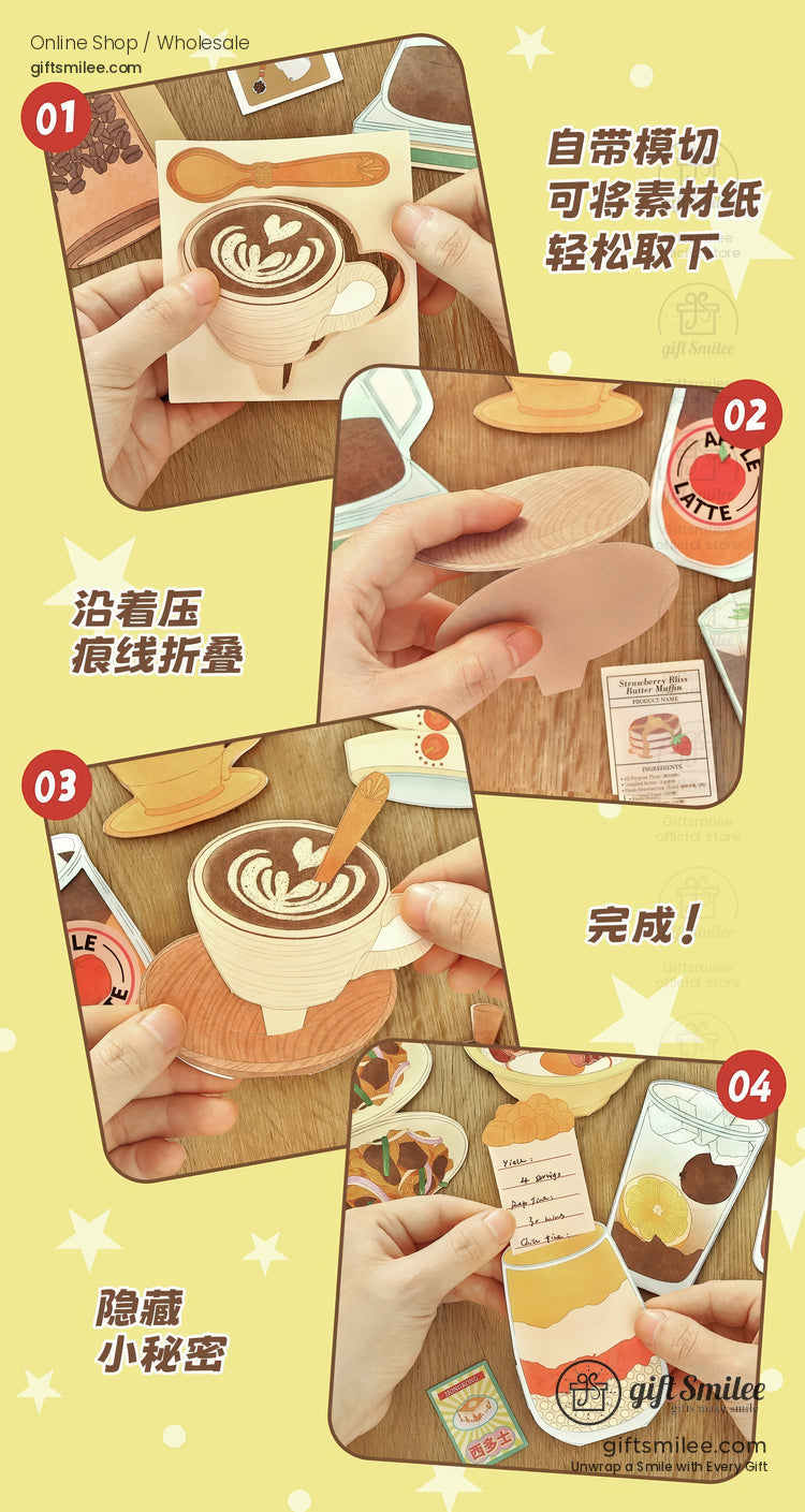 Matte Paper Die-Cut Food Illustrations 20Pcs Decorative Sticker Pack | KS-CK-1260