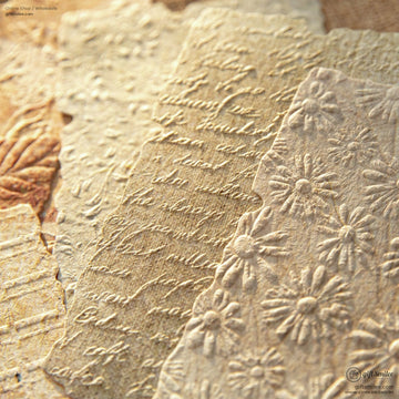 Textured Fibrous With Embossed Floral Vintage Craft Paper Set | KS-CK-1262