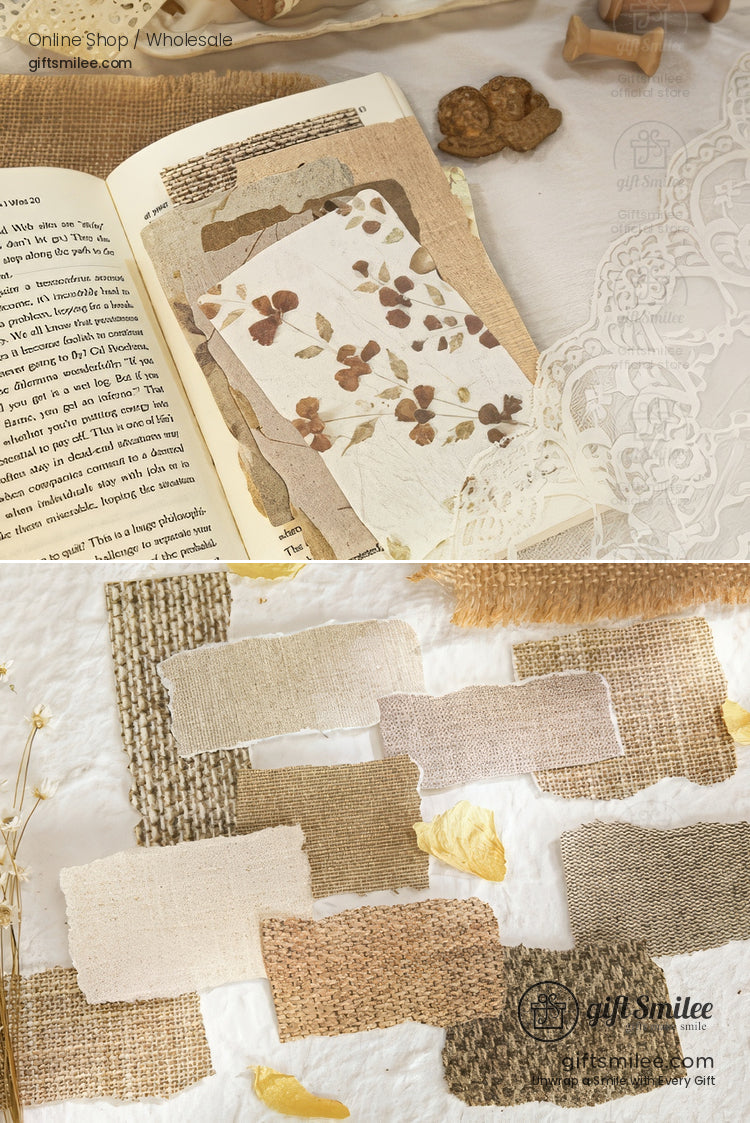 Textured Fibrous With Embossed Floral Vintage Craft Paper Set | KS-CK-1262