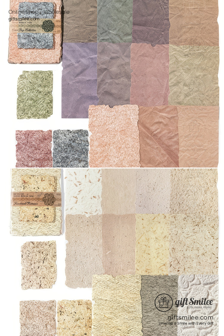 Textured Fibrous With Embossed Floral Vintage Craft Paper Set | KS-CK-1262