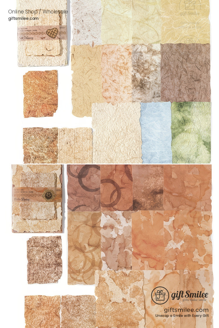 Textured Fibrous With Embossed Floral Vintage Craft Paper Set | KS-CK-1262