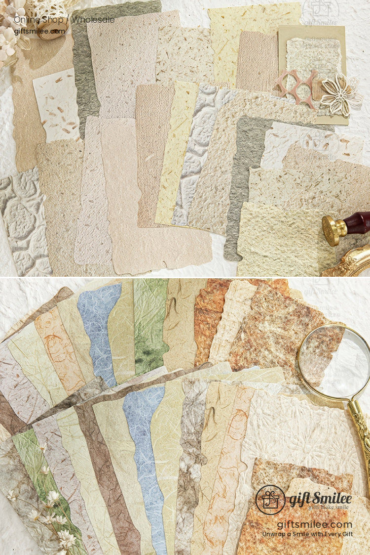 Textured Fibrous With Embossed Floral Vintage Craft Paper Set | KS-CK-1262