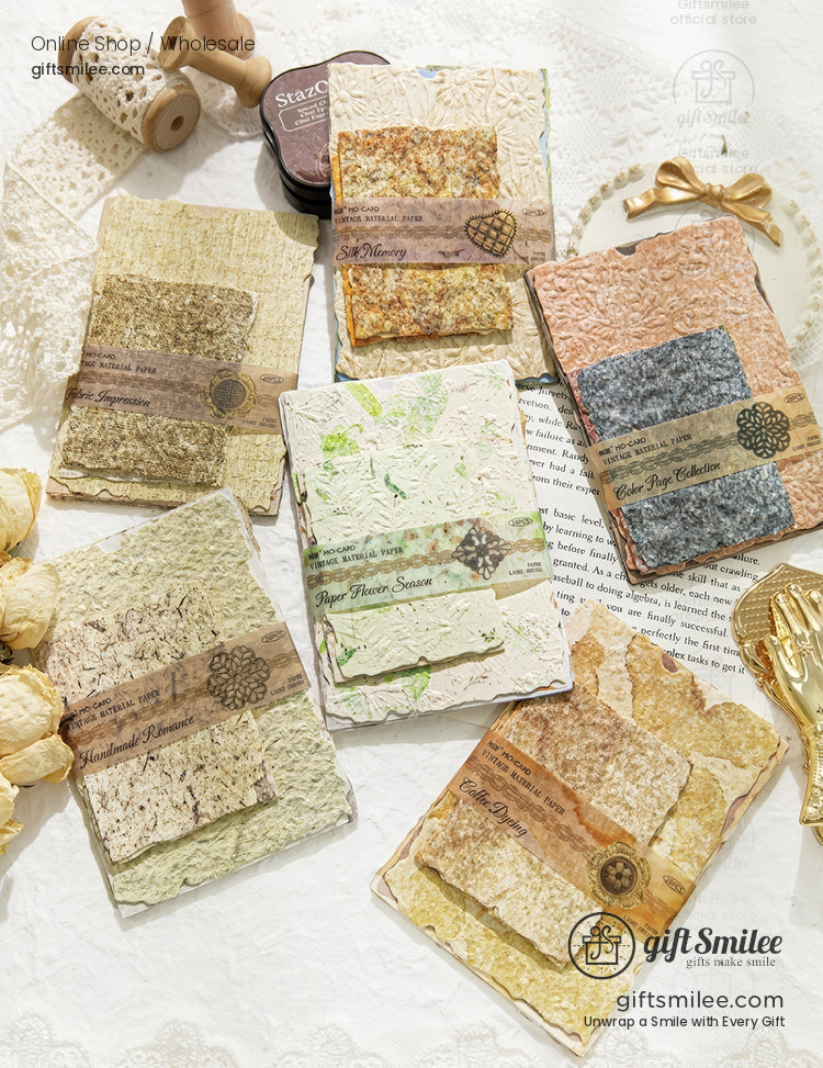 Textured Fibrous With Embossed Floral Vintage Craft Paper Set | KS-CK-1262