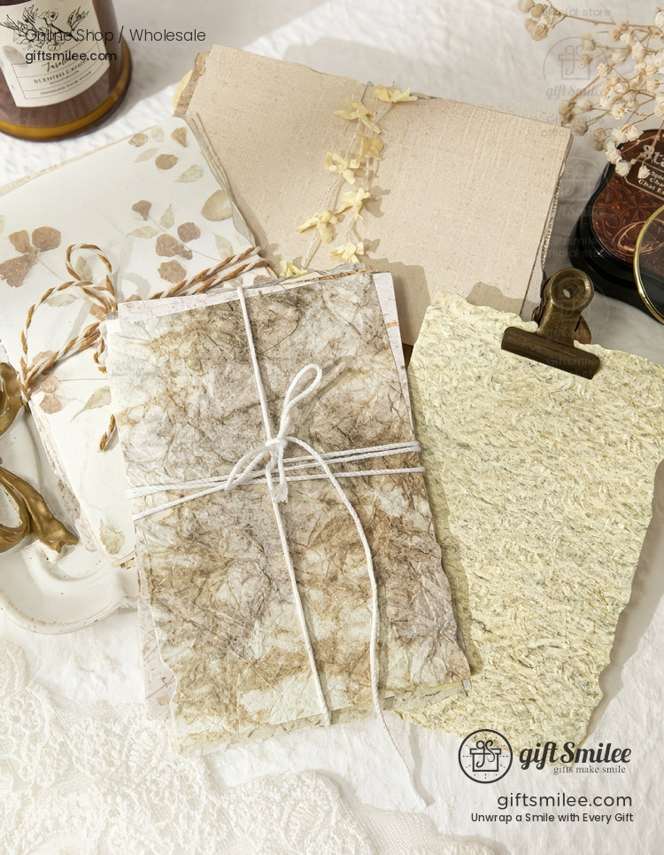 Textured Fibrous With Embossed Floral Vintage Craft Paper Set | KS-CK-1262