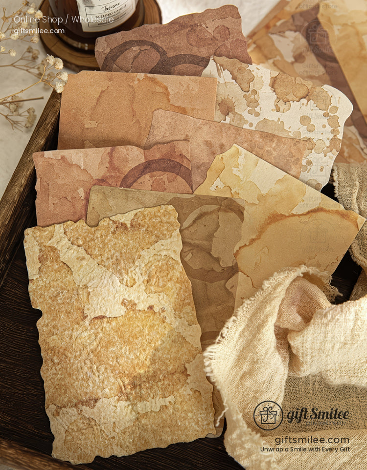 Textured Fibrous With Embossed Floral Vintage Craft Paper Set | KS-CK-1262
