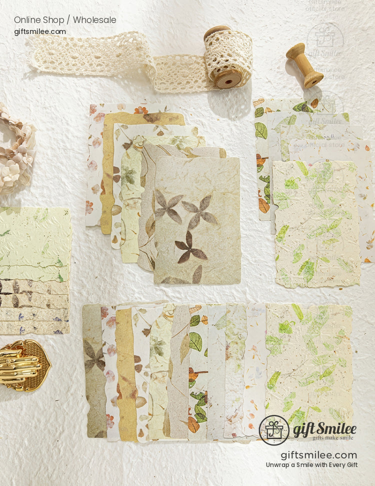 Textured Fibrous With Embossed Floral Vintage Craft Paper Set | KS-CK-1262