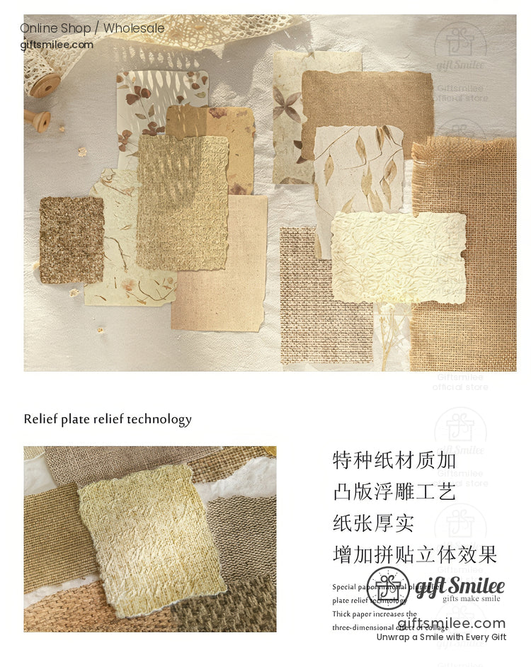 Textured Fibrous With Embossed Floral Vintage Craft Paper Set | KS-CK-1262