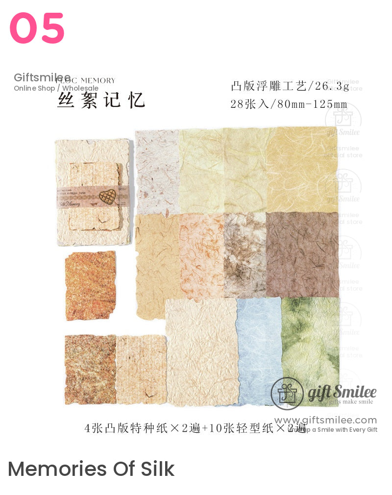 Textured Fibrous With Embossed Floral Vintage Craft Paper Set | KS-CK-1262