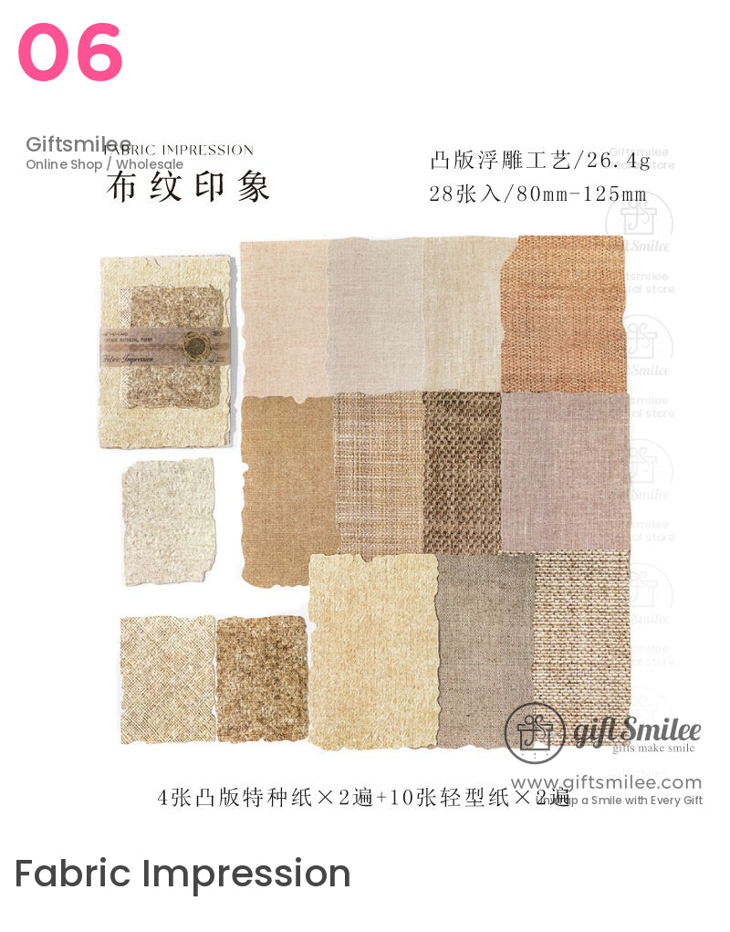 Textured Fibrous With Embossed Floral Vintage Craft Paper Set | KS-CK-1262