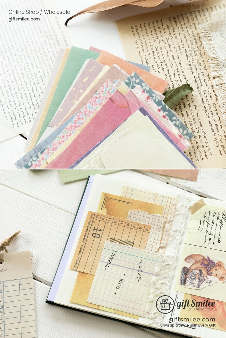 Vintage Pastel Mixed-Pattern Decorative Scrapbook Paper Pack | KS-CK-1263