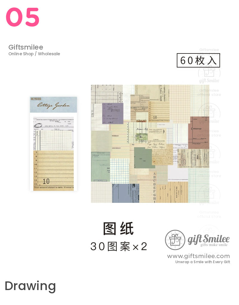 Vintage Pastel Mixed-Pattern Decorative Scrapbook Paper Pack | KS-CK-1263