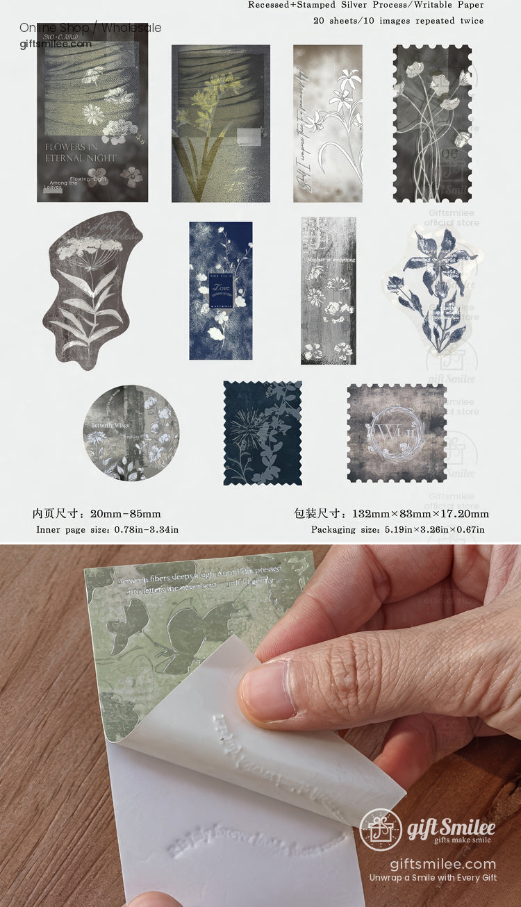 Silver-Foil Botanical Transparent Adhesive Decorative Sticker Pack | KS-CK-1265