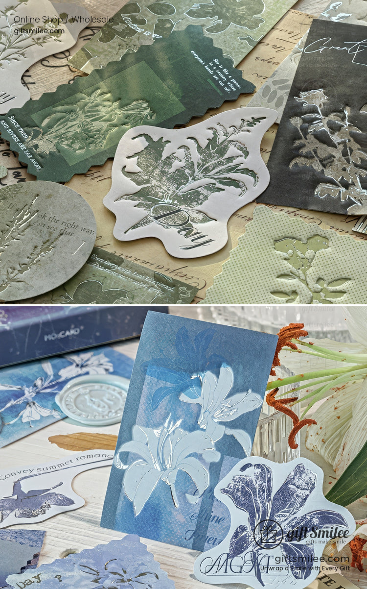 Silver-Foil Botanical Transparent Adhesive Decorative Sticker Pack | KS-CK-1265