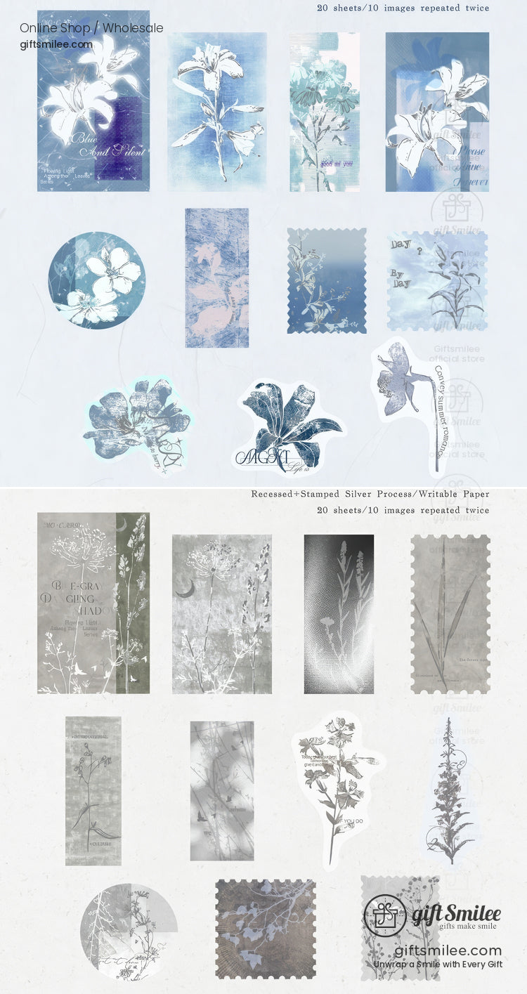 Silver-Foil Botanical Transparent Adhesive Decorative Sticker Pack | KS-CK-1265