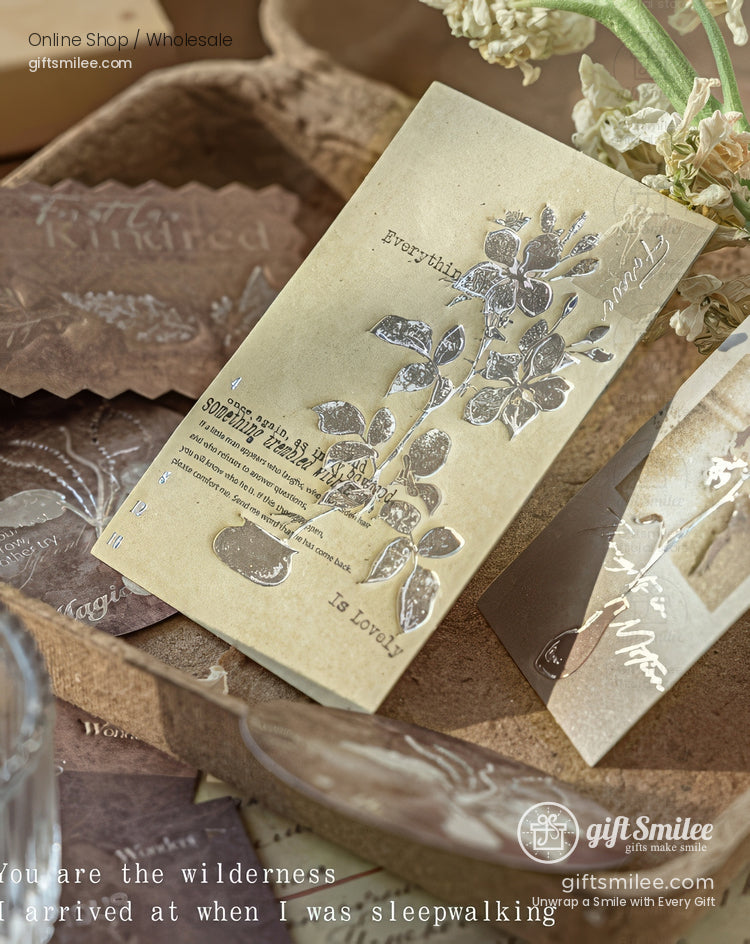 Silver-Foil Botanical Transparent Adhesive Decorative Sticker Pack | KS-CK-1265