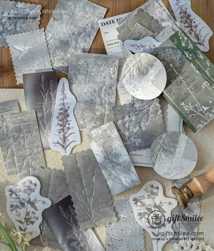 Silver-Foil Botanical Transparent Adhesive Decorative Sticker Pack | KS-CK-1265