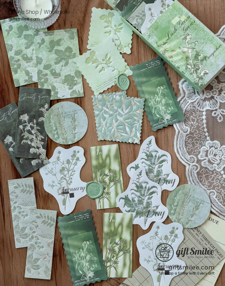Silver-Foil Botanical Transparent Adhesive Decorative Sticker Pack | KS-CK-1265