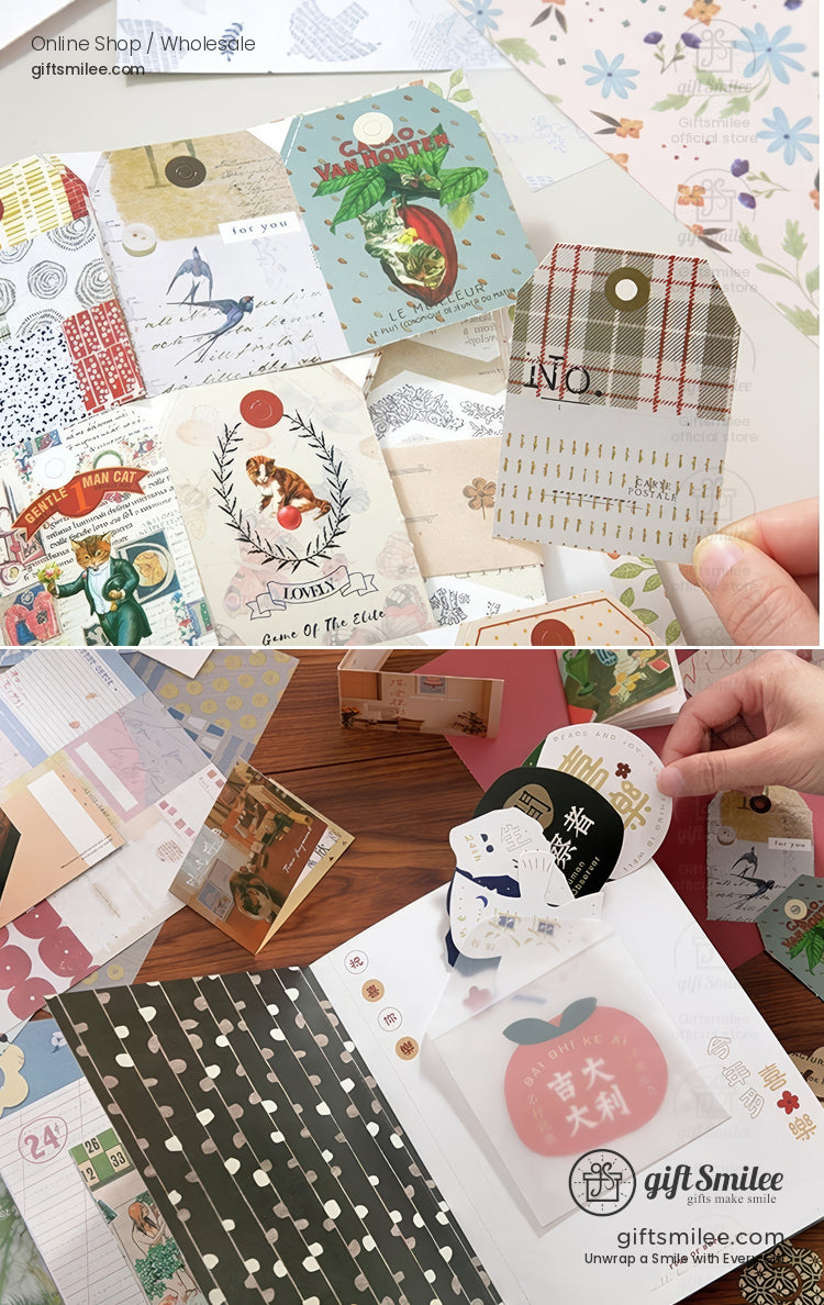 Mixed-Texture Vintage Ephemera Scrapbook Paper And Ephemera Pack | KS-CK-1266