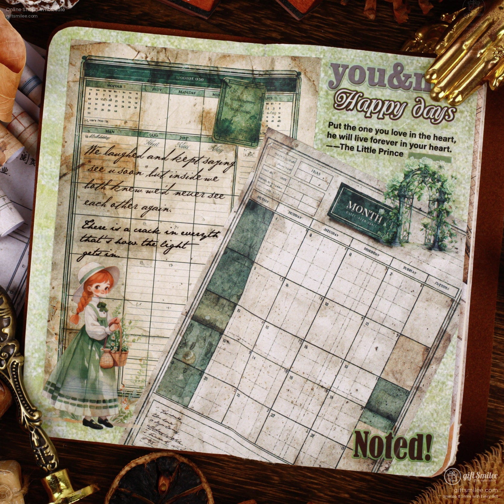 Vintage Aged Ledger Prints 30 Sheets Decorative Journaling Paper | KS-CK-1277