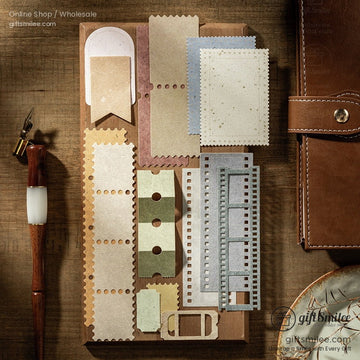 Textured Kraft Mixed Colors Die-Cut Perforated Edges Vintage Journaling Paper Ephemera Set | KS-CK-1279