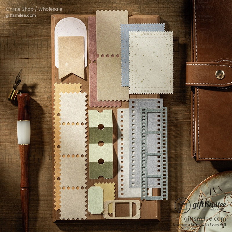 Textured Kraft Mixed Colors Die-Cut Perforated Edges Vintage Journaling Paper Ephemera Set | KS-CK-1279
