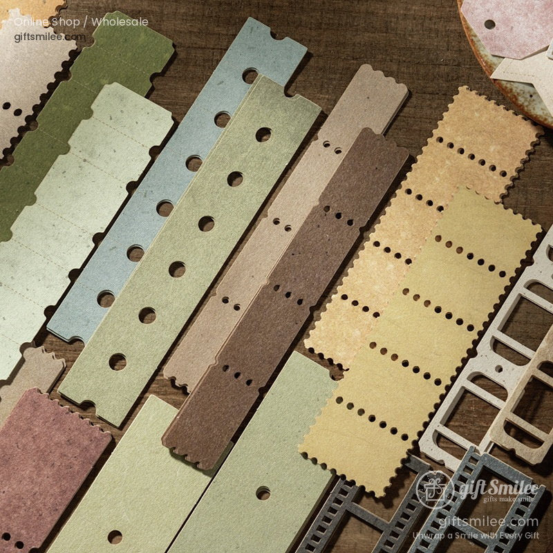 Textured Kraft Mixed Colors Die-Cut Perforated Edges Vintage Journaling Paper Ephemera Set | KS-CK-1279