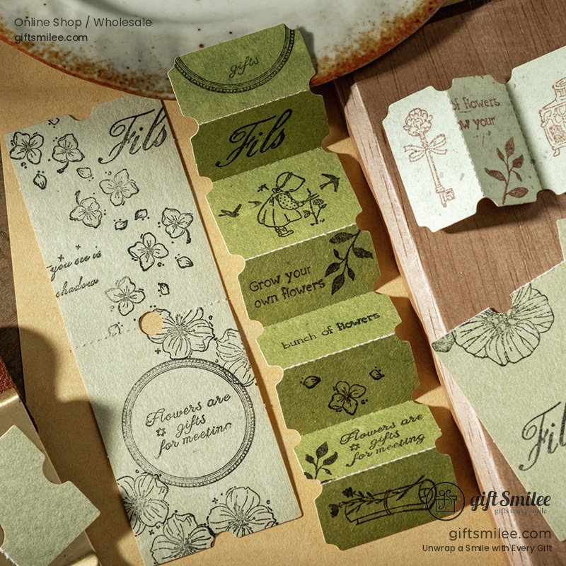 Textured Kraft Mixed Colors Die-Cut Perforated Edges Vintage Journaling Paper Ephemera Set | KS-CK-1279