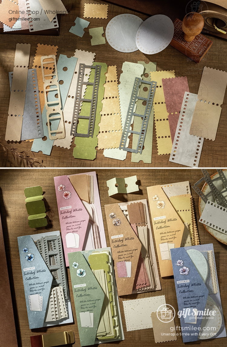 Textured Kraft Mixed Colors Die-Cut Perforated Edges Vintage Journaling Paper Ephemera Set | KS-CK-1279