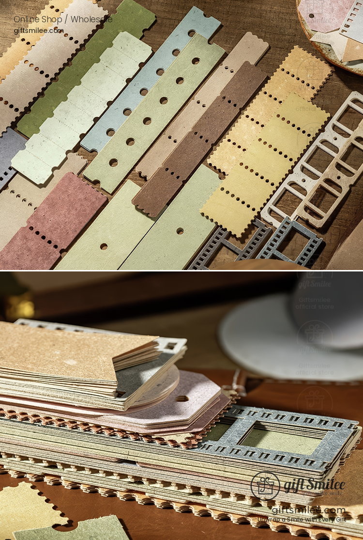 Textured Kraft Mixed Colors Die-Cut Perforated Edges Vintage Journaling Paper Ephemera Set | KS-CK-1279