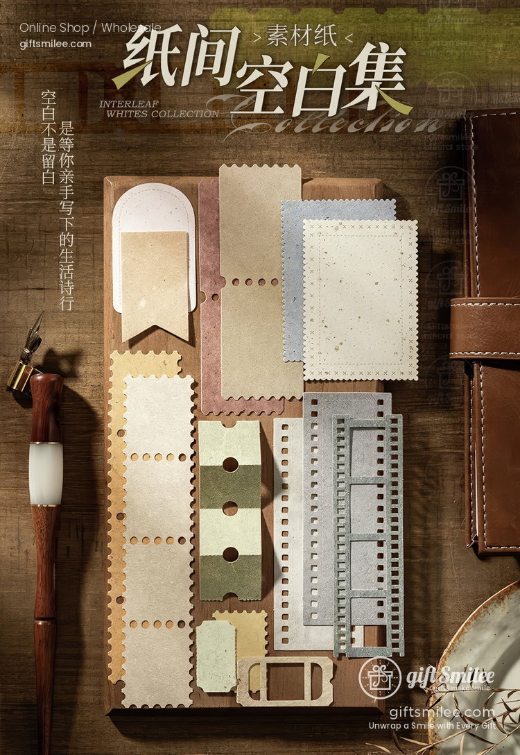 Textured Kraft Mixed Colors Die-Cut Perforated Edges Vintage Journaling Paper Ephemera Set | KS-CK-1279