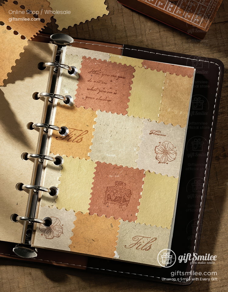 Textured Kraft Mixed Colors Die-Cut Perforated Edges Vintage Journaling Paper Ephemera Set | KS-CK-1279