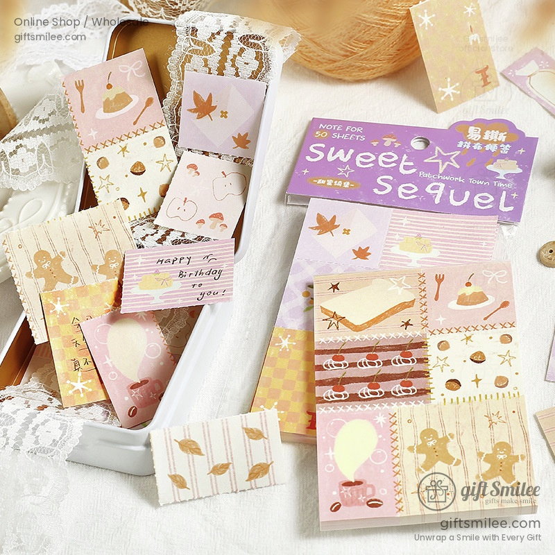 Patchwork Tear-Off 50-Sheet Pastel Illustrated Memo Notes | KS-CK-1284