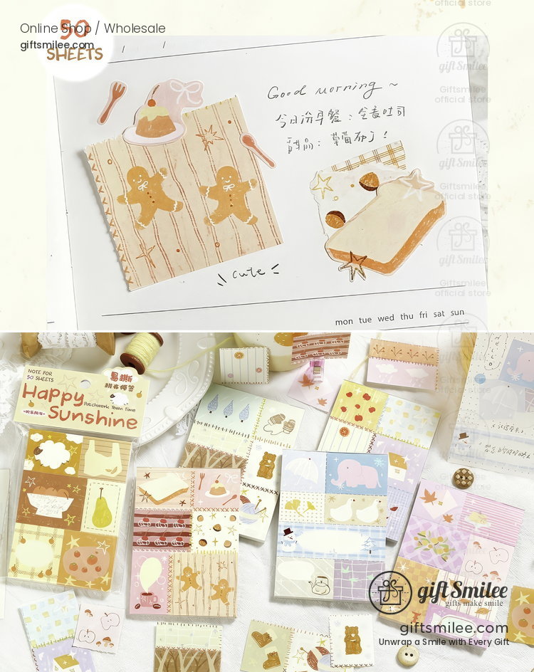 Patchwork Tear-Off 50-Sheet Pastel Illustrated Memo Notes | KS-CK-1284