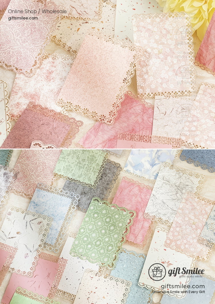 Vintage Lace Die-Cut Pastel Textured Decorative Paper Pack | KS-CK-1286