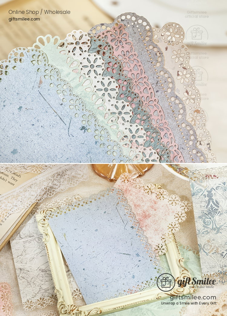 Vintage Lace Die-Cut Pastel Textured Decorative Paper Pack | KS-CK-1286
