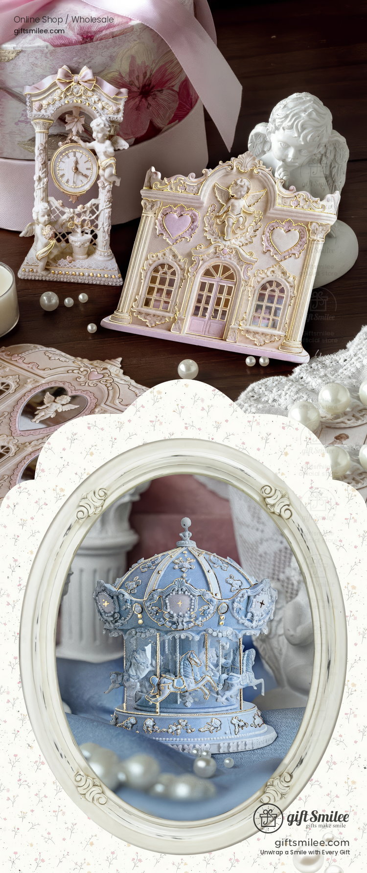 Embossed Gold-Foil Rococo Pastel Die-Cut Collage Cards | KS-CK-1287